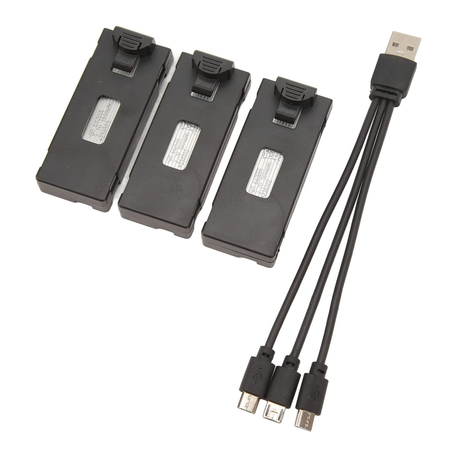 Batterie au Lithium pour Drone RC pour E88 E88Pro LSE525 E525Pro Autres Avions Télécommandés avec Câble de Portable 3 en 1, Accessoires Quadricoptère avec Protection (1800mah)