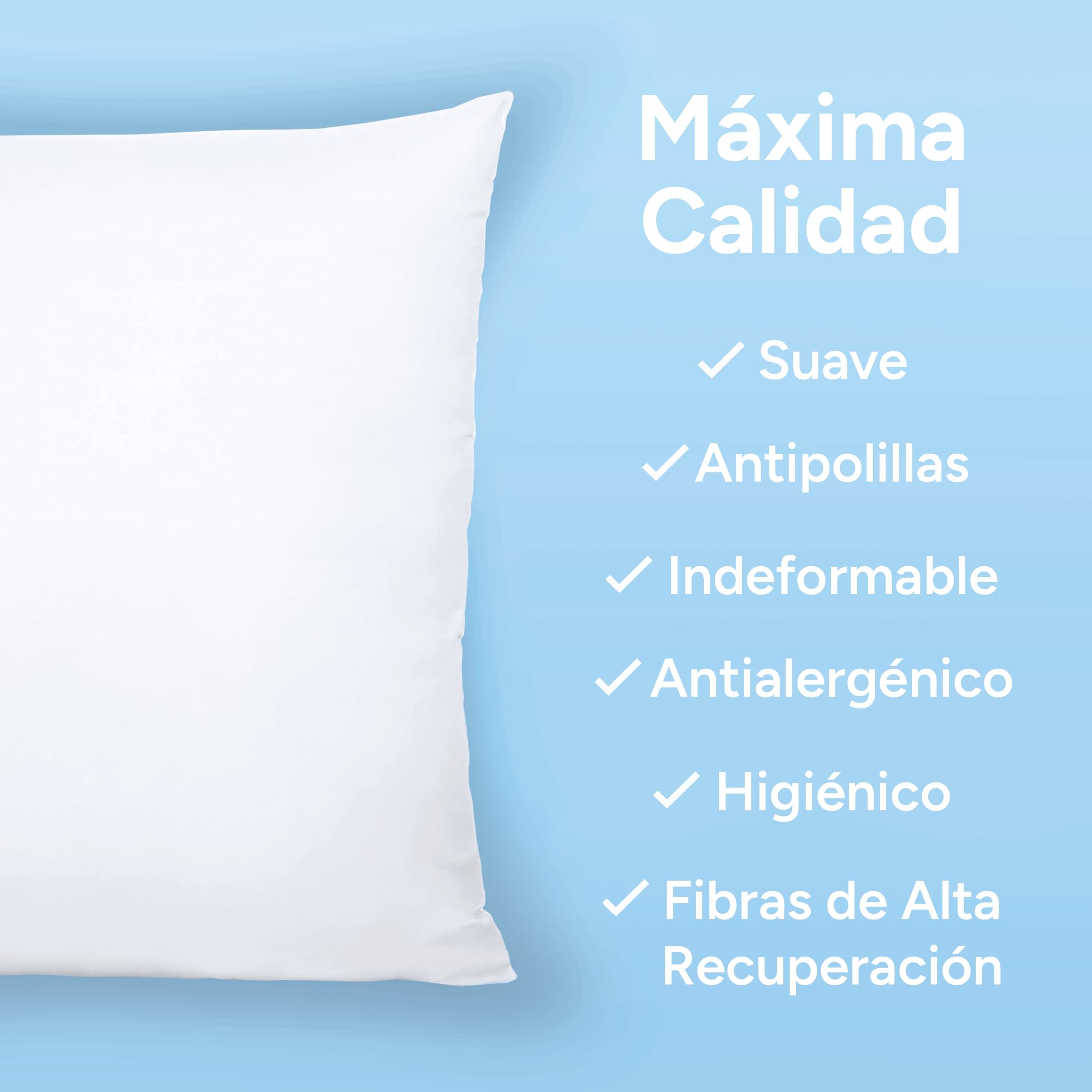 Rembourrage de coussin en fibre creuse siliconée à haute récupération, indéformable, doux, moelleux, hypoallergénique, anti-mites, pour canapé ou lit, pour la maison, 4 coussins 35 x 55 cm