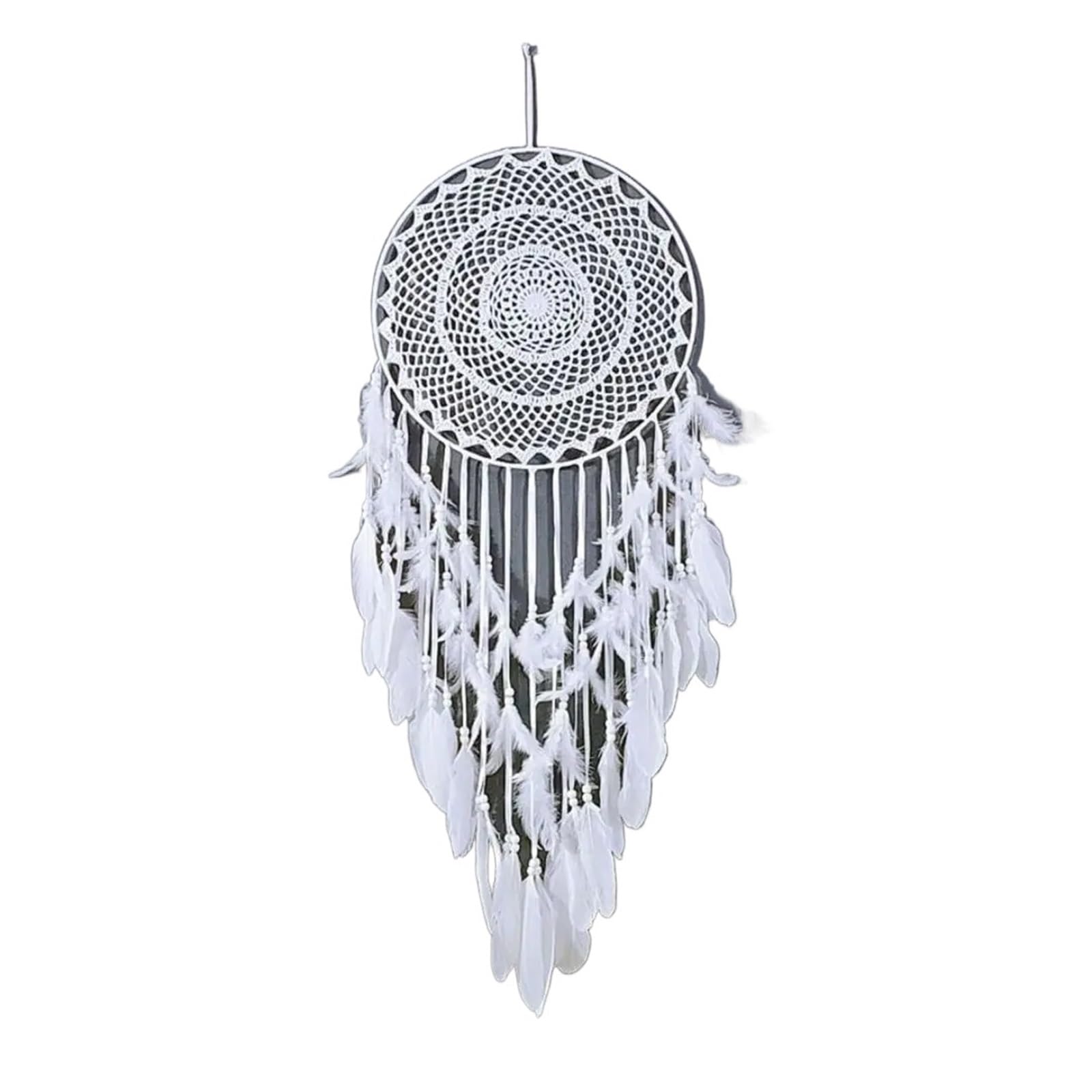 LNNXSZ Hanging Wall Decor Wall Hanging White Cotton Handmade Macrame Woven Crochet Dream Catcher With Long Tassel
