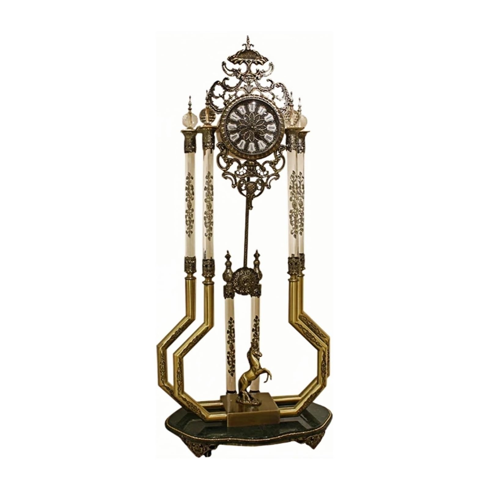 WANGHAI-666 Grandfather Clocks Metal Floor Clock Mechanical European Style Ornate for Living Room