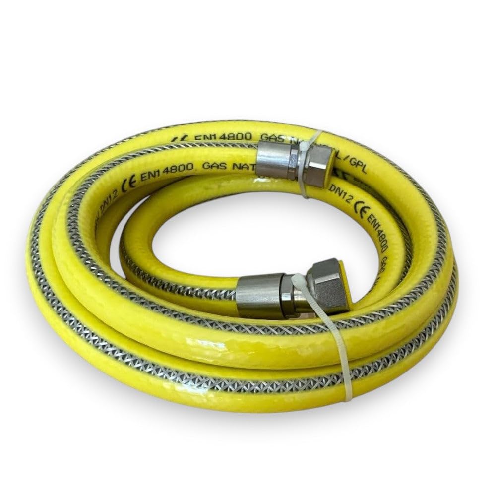 Tubo Gas Flessibile Acciaio Inox con Guaina Attacco FF 1/2 per Collegamento apparecchi a Gas Naturale e gpl - 400 cm
