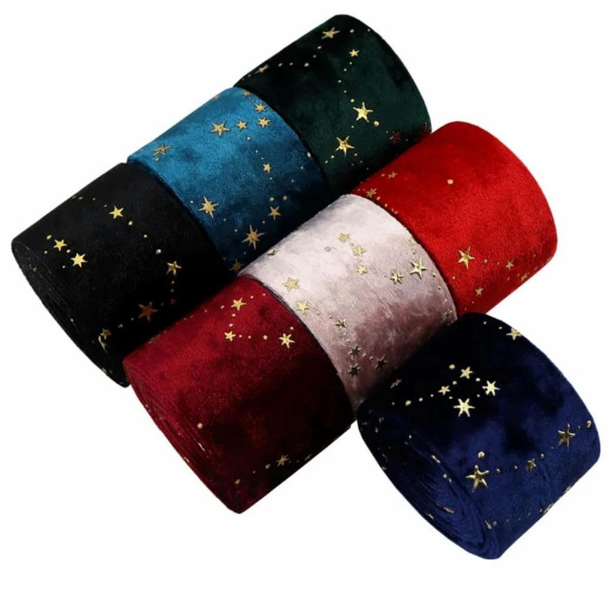 Nastro in velluto a doppia faccia con stella dorata, fiocco artigianale in poliestere lungo 2 m for regali, matrimoni, feste e decorazioni for la casa(Wine red,5cm)
