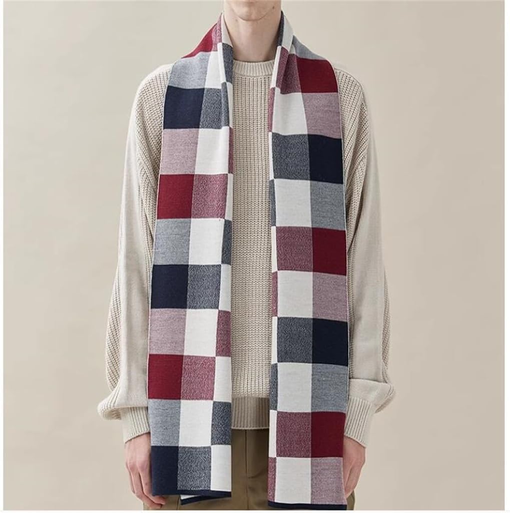 Warm Scarf Men's Autumn and Winter Thickened Versatile Plaid Neck