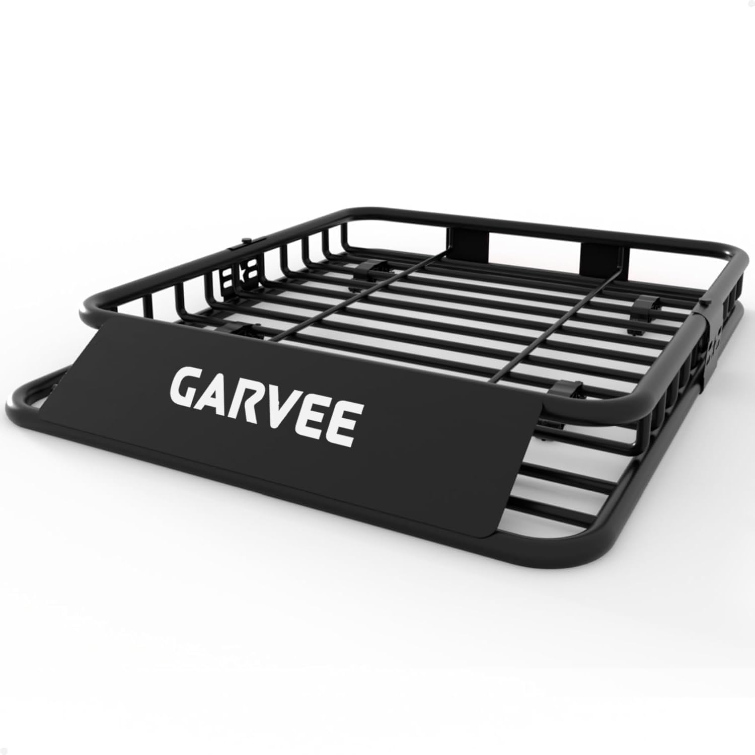 Garvee ルーフラック ルーフキャリア 2分割・3分割対応 軽自動車 SUV 小型車 乗用車 軽バン対応 幅117x奥行き91x高さ11.5cm | スチール製 耐荷重95kg 組立簡単 高耐久粉体塗装 防錆加工 空力設計 ブラック