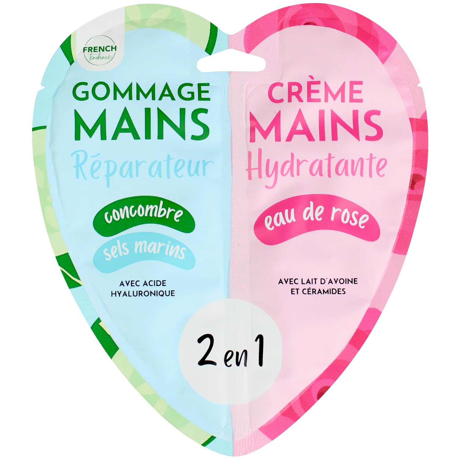 Feel Natural - Duo Gommage - Crème Hydratante Mains - Exfoliant - Nettoyant - Purifiant - Soin Intensif Complet Peau - Concombre et Sel Marin - 2x15ml (30ml)