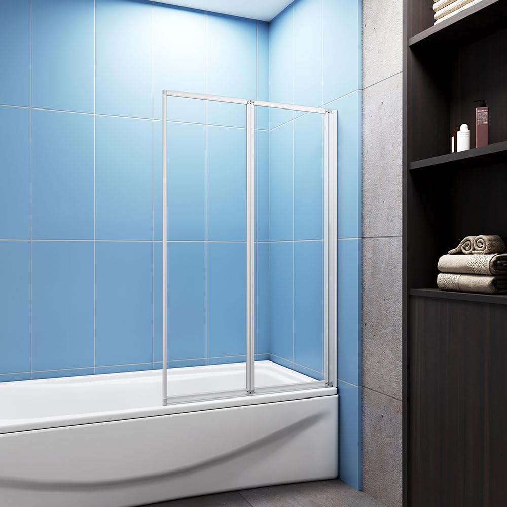 Acezanble 800x1400mm 2 Fold Pivot Shower Bath Screen