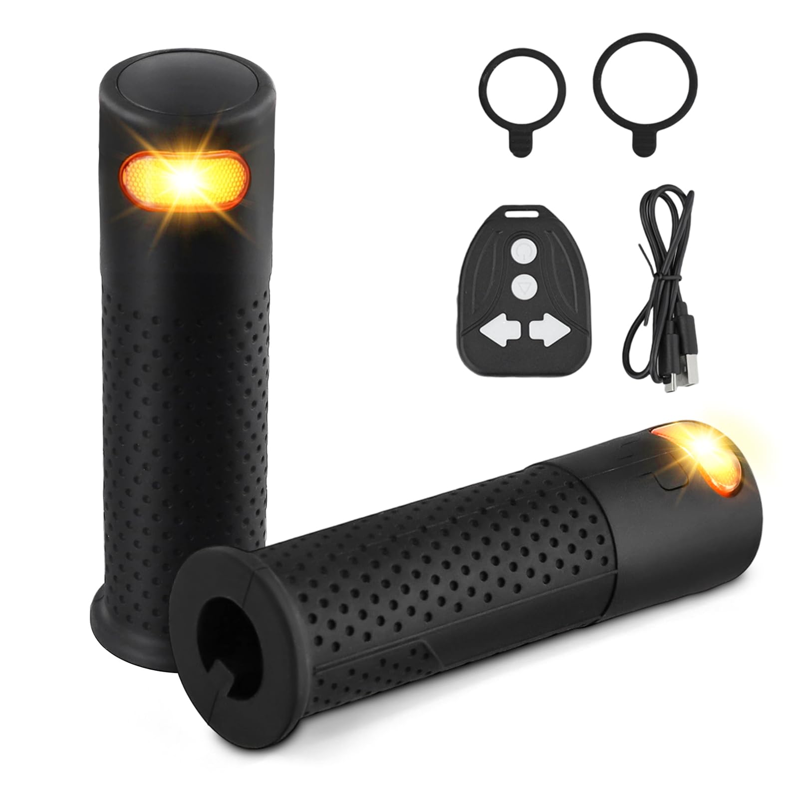 Señal de giro inalámbrica con control remoto para scooter, elegante y funcional, empuñaduras de manillar de scooter eléctrico con luces intermitentes integradas
