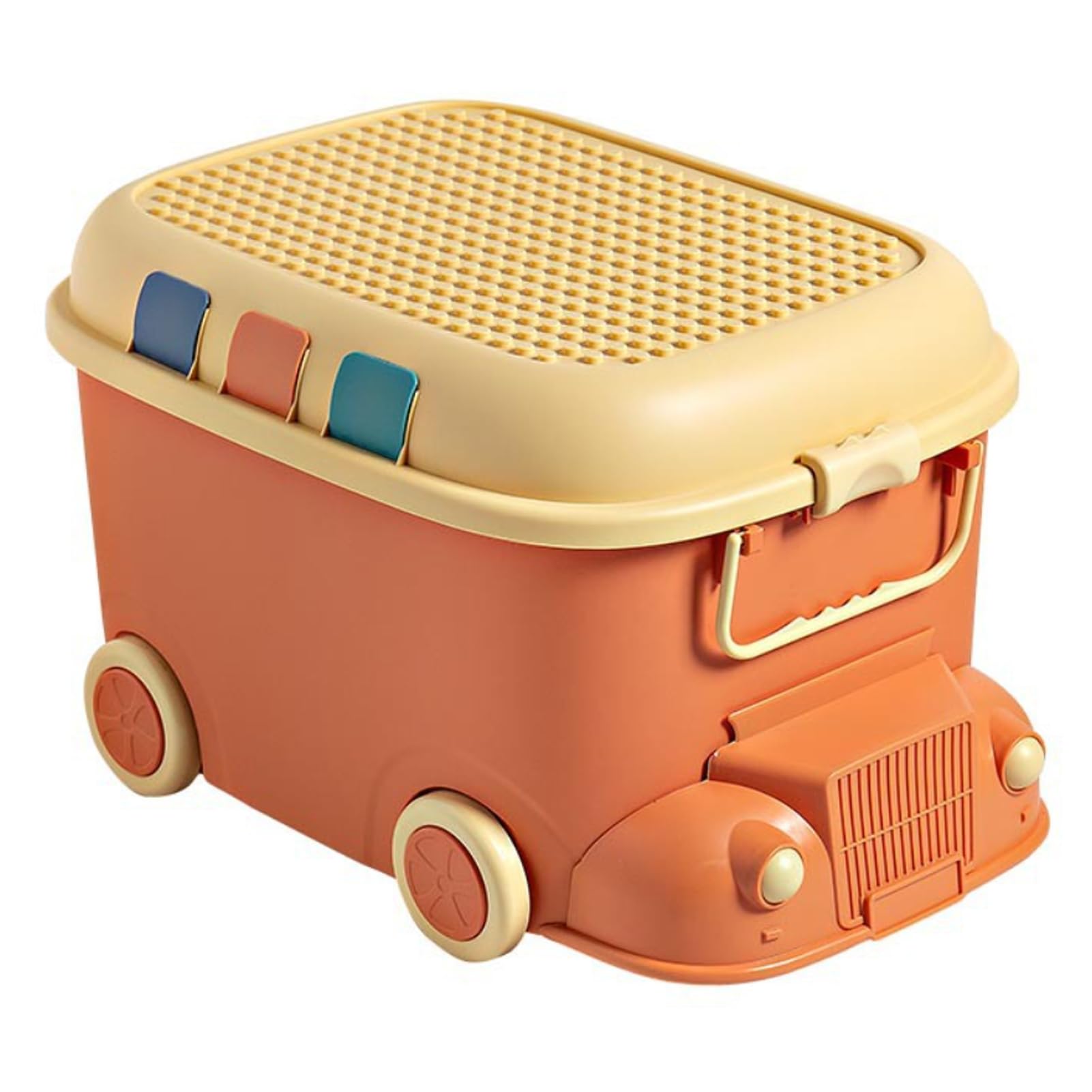 Beauenty Stackable Toy Storage Box, Easy Movement Storage Box with Wheels and Handle for Clothes, Toys, Books, Snacks (Orange)