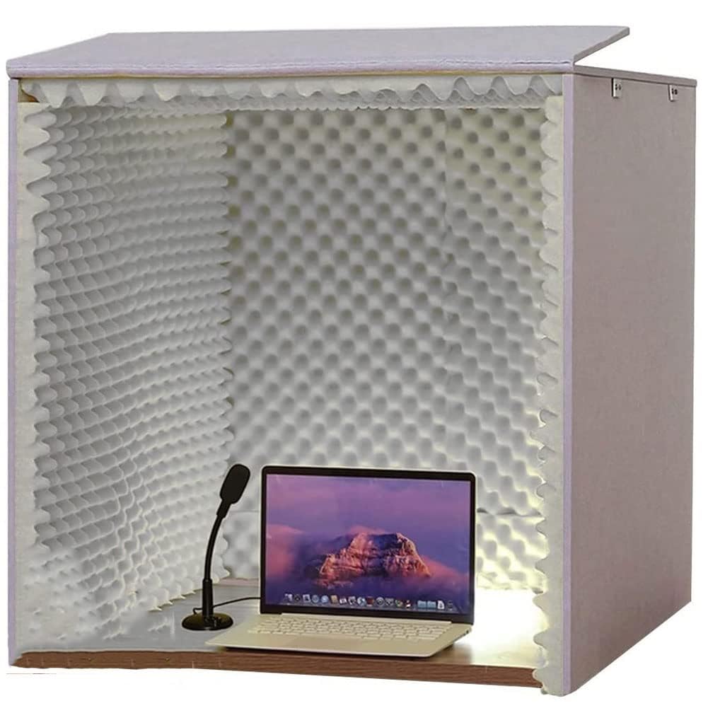 Tragbare schalldichte Kabine, schalldichte Schaumstoffplatten, Gesangskabine, Schalldämpfung, Mikrofon, Schalldämmung, Akustikschaumplatte, für Desktop-Studio, Gesang, Audio, Musikaufnahme, Grau