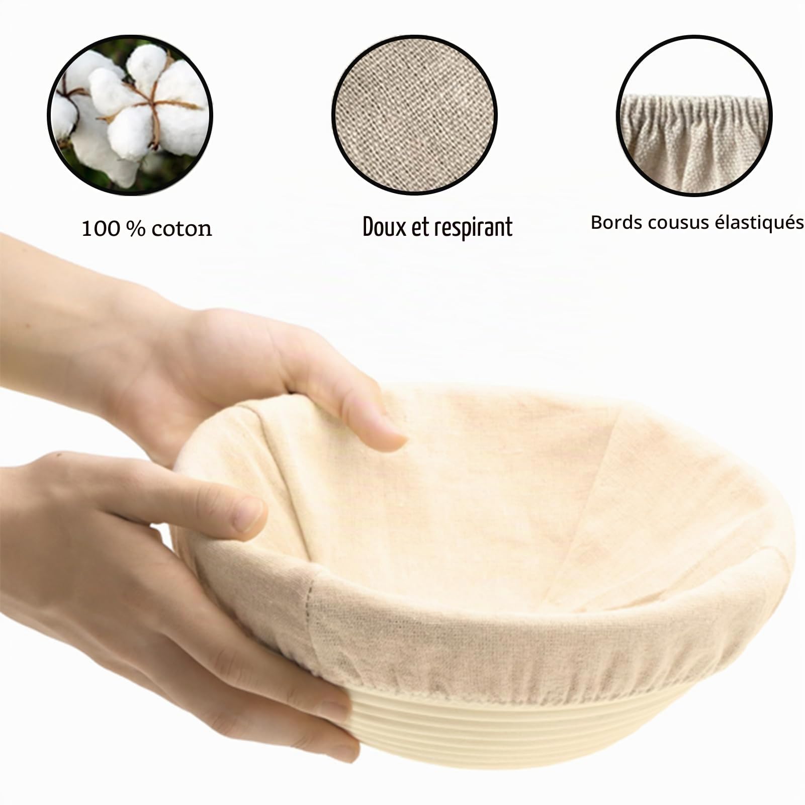 2 pièces Banneton pour Pain Ronds de 23 cm, Ensemble de Paniers de Fermentation, Boulangerie, 100% Rotin Naturel, Banneton à Pain pour la Cuisson du Pain