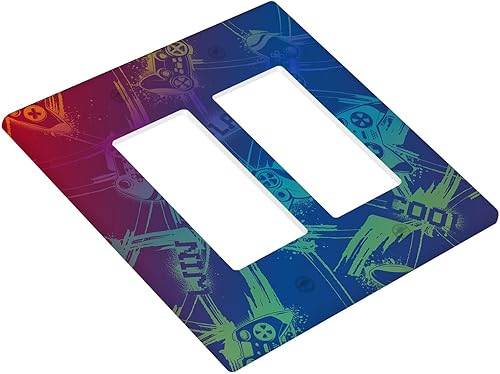 Miniatura 2 de Placa decorativa para interruptor de luz basculante doble de 2 bandas, controlador de gamepad para videojuegos, placa frontal para cocina,