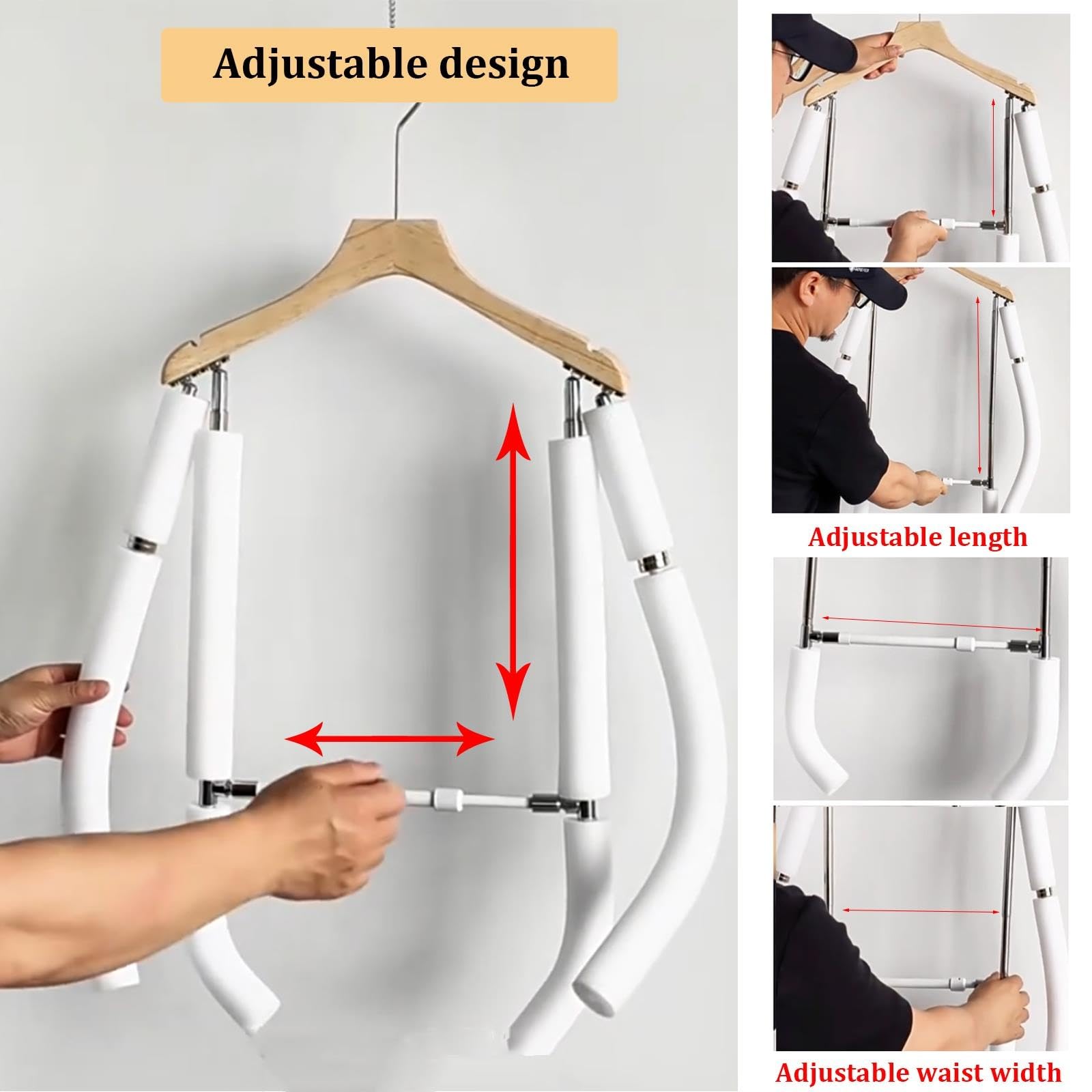 Kleiderbügel in Körperform aus Metall, verstellbarer Kleiderbügel mit oberer Kleiderstange und flexiblen Armen und Beinen, Schaufensterpuppen-Torso für Modefotografie(Men)