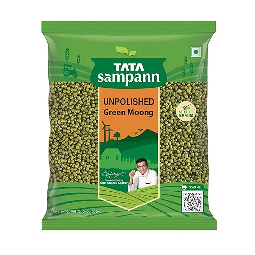 Tata Sampann Unpolished Green Moong Dal (Whole), 500g