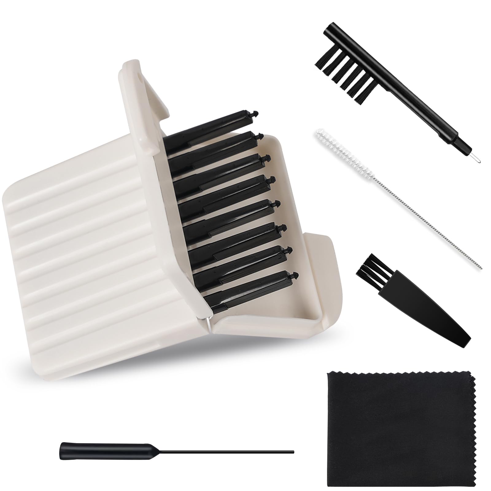 Hearing Aid Cleaning Kit, Hearing Aid Wax Guards Filters Cerumen， Hearing Aid Filters Compatible with Phonak、, Widex and Resound Wax Traps Hear Clear Cleaning Kit Accessory (8Filters Black 1Pack)