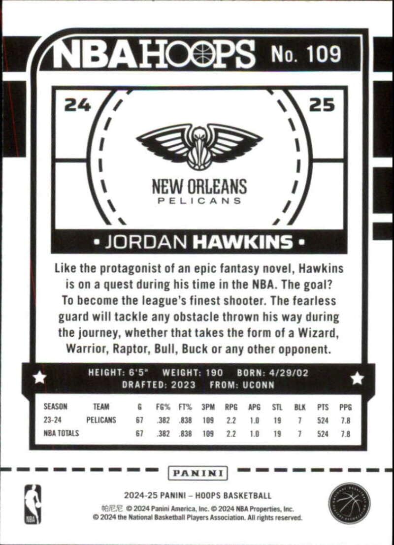 Amazon.com: 2024-25 NBA Hoops Purple #109 Jordan Hawkins New