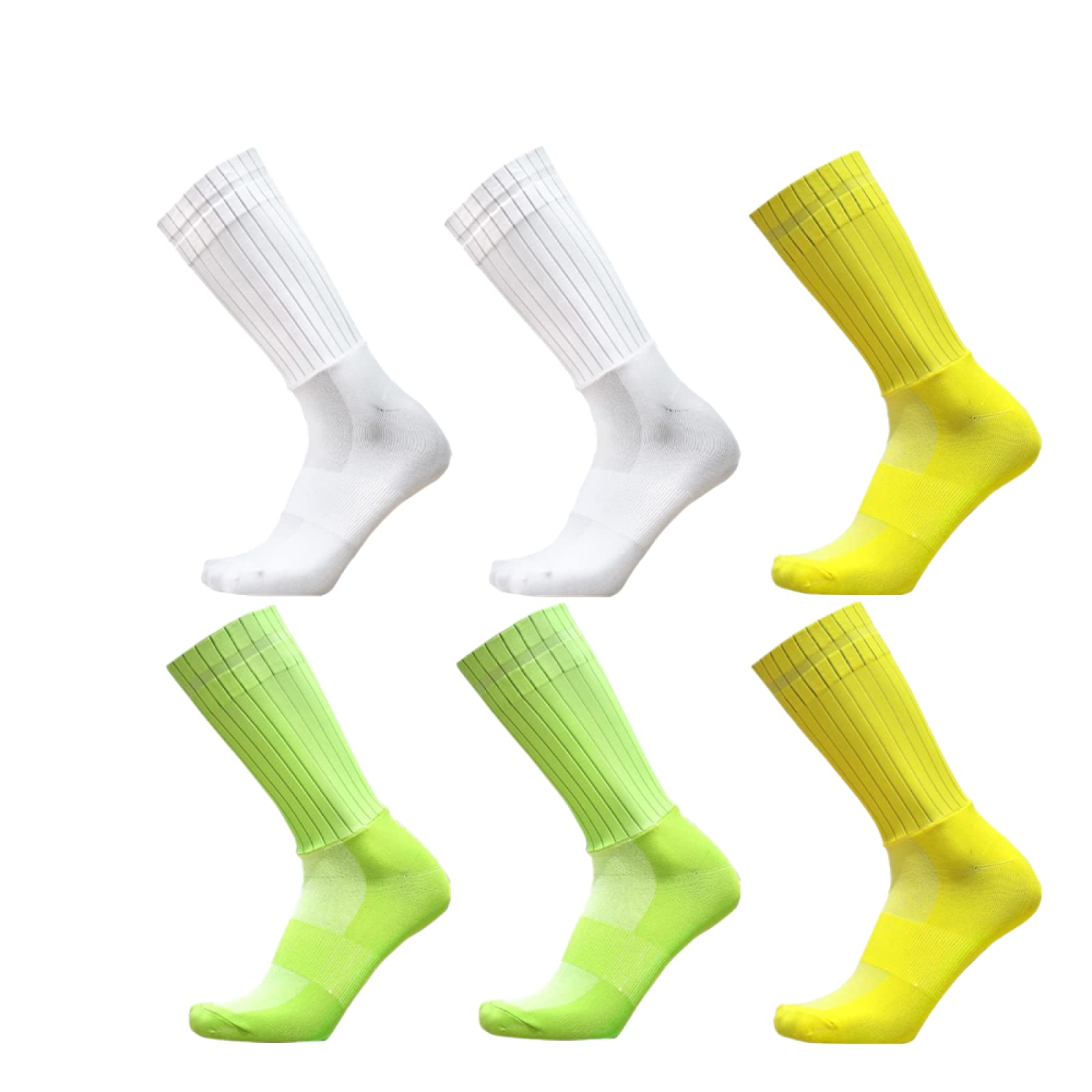 Sportsocken Für Herren Herren Kompressionssocken Anti-Rutsch Silikon Aero Weiß Radsport Lauf Socken 6St