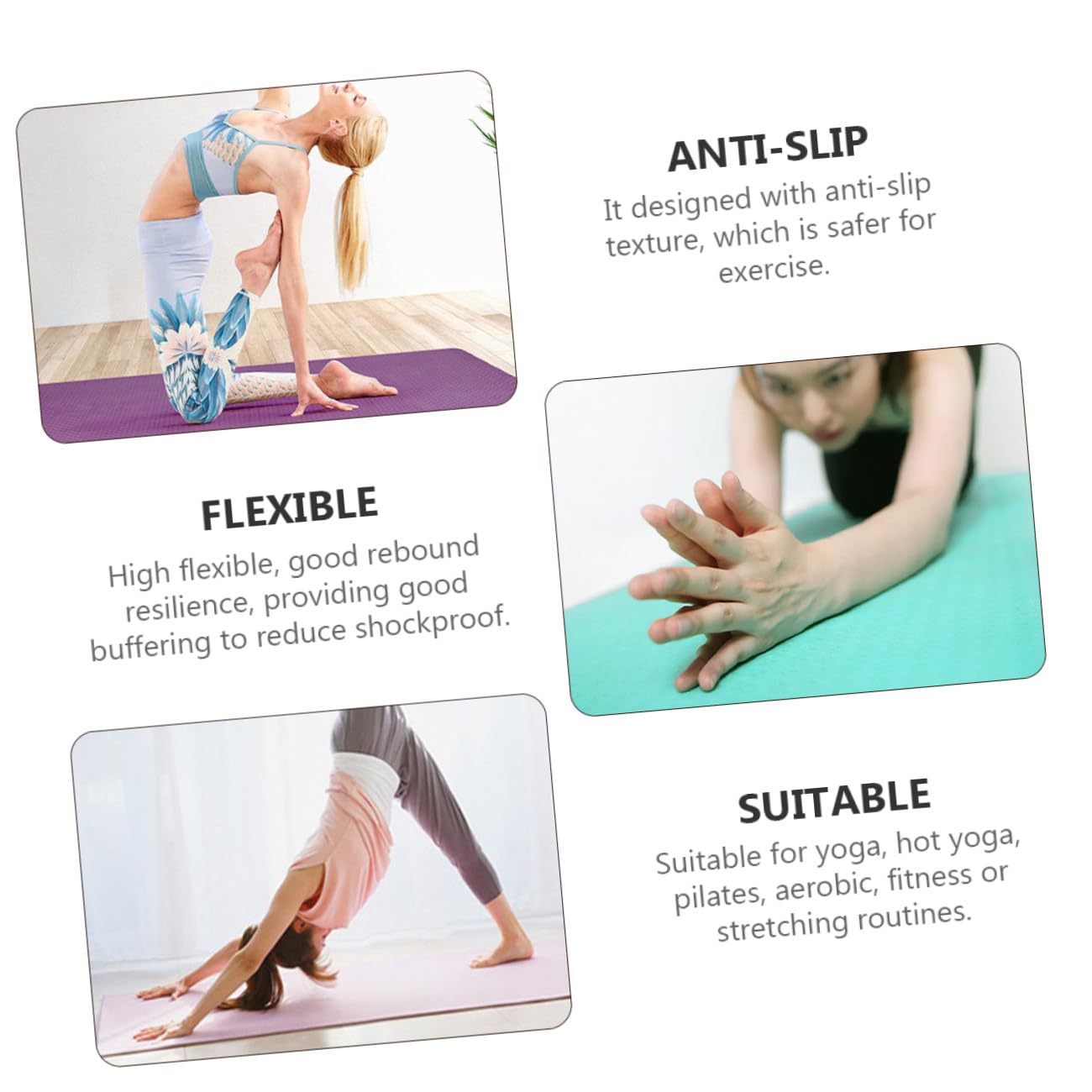 Tappetino da Yoga Nbr Spesso Antiscivolo Rosa per Fitness