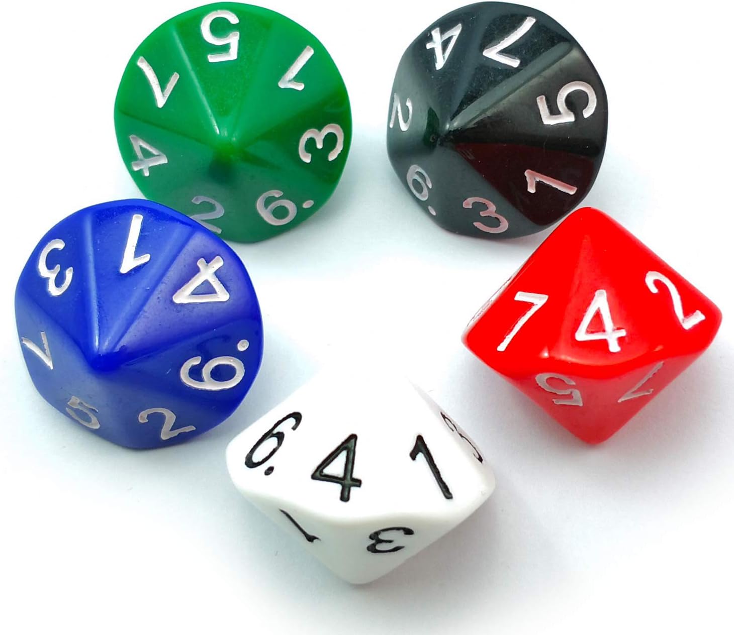 Bescon Polyhedral 3-Sided Gaming Dice - D3, 3 Sides, 5 Assorted Opaque Colors