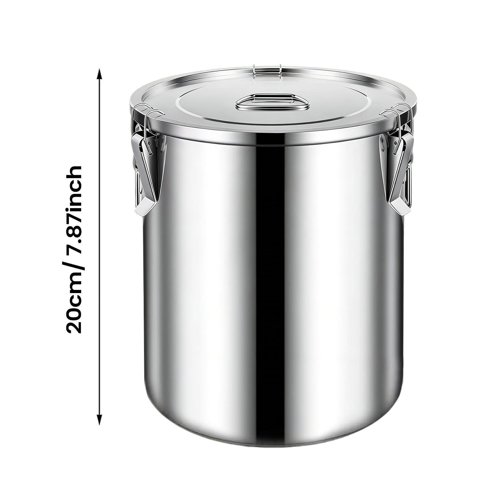 Contenedor de alimentos de acero inoxidable - Tarro de almacenamiento hermético de 7,87 pulgadas 6L | Organizador de despensa a prueba de óxido, contenedor de arroz para harina para cereales, cereales