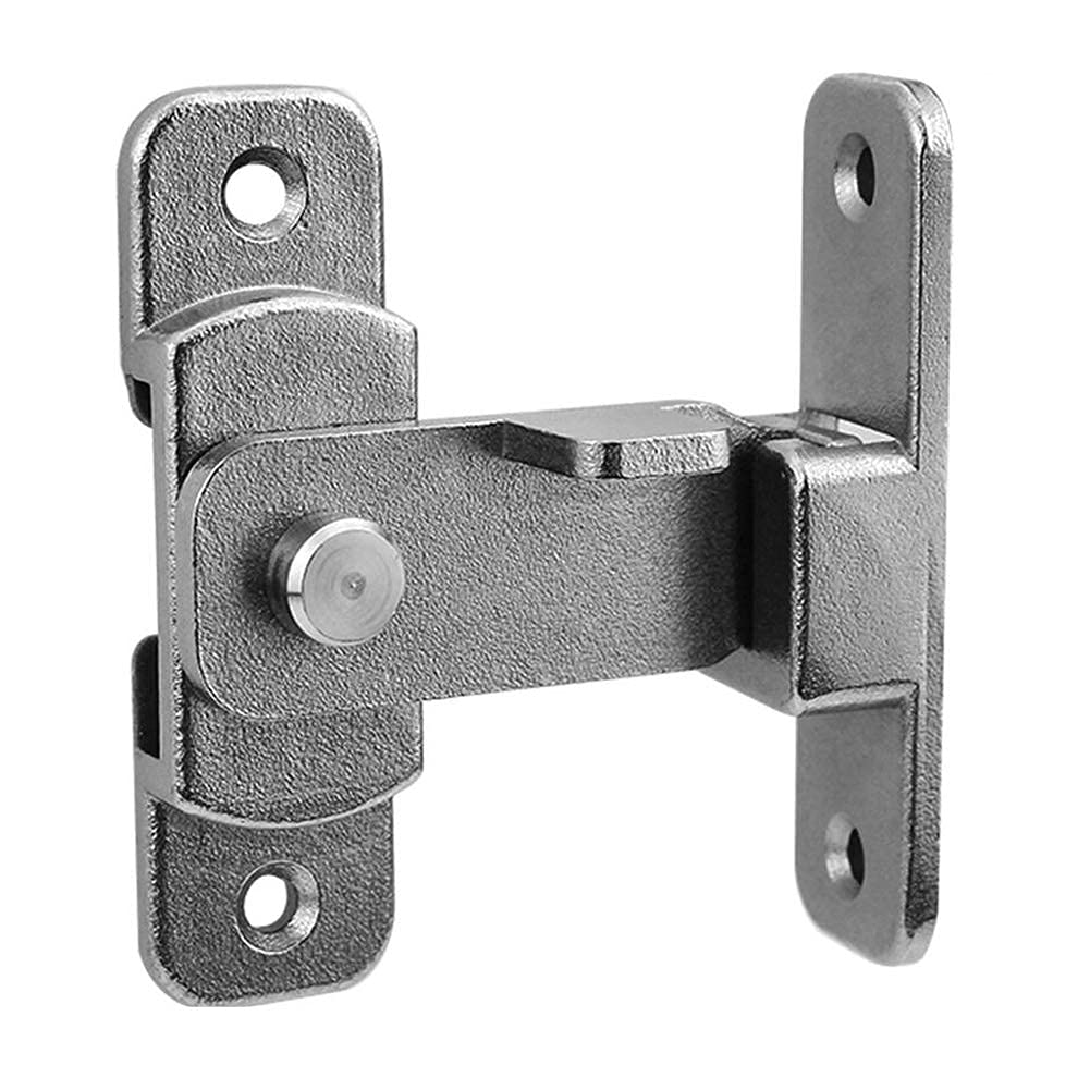 Türschloss, Türriegel-Schieberiegel, Schiebeschloss, 90-Grad-Edelstahl-Flip-Latch, rechtwinklig gebogene Türschnalle, schwere Schiebetürverriegelung, Sicherheits-Scheunentorschloss (Farbe: Silber)