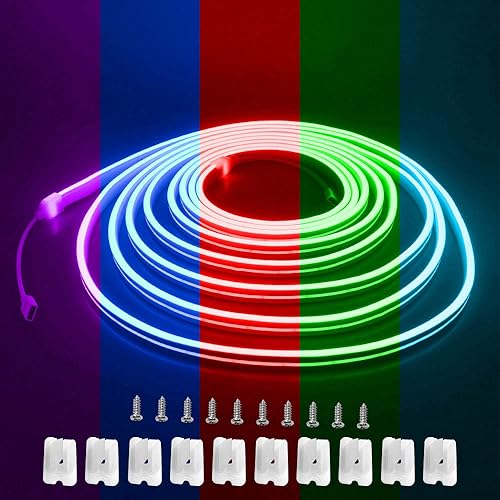 Aclorol Tira de luces LED de neón de 12 V, luz blanca cálida, regulable, luz flexible para bricolaje, planeta, nube, dormitorio, pared, interior, Aclorol Tira de luces LED de neón de 12 V, luz blanca cálida, regulable, luz flexible para bricolaje, planeta, nube, dormitorio, pared, interior,