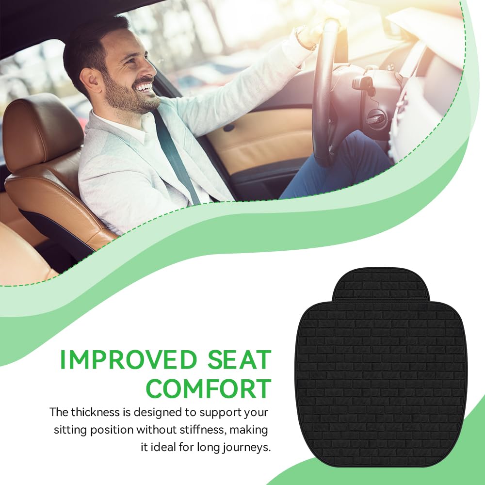 Cuscino Sedile Auto Anteriori Antiscivolo,Cuscini Sedili Anteriori Universale,Copri Sedile Auto in Tessuto Morbidi e Traspiranti per Seggiolino Auto, SUV (Nero,58.7 * 47.6cm)