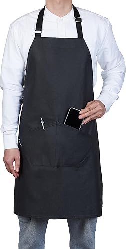 Delantal de cocina de algodón negro, ignífugo, 32 x 26 pulgadas, 1 caja de artículos para restaurantes
