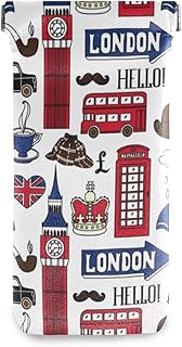 HUSSRITY Eyeglasses Case London Symbols Sunglasses Pouch Soft PU Leather Squeeze Top Eyeglass Holder Portable Glasses Case For Women Men
