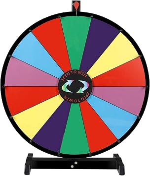 Tabletop 24" Prize Spin Wheel 14 Spinning Slots Color Customize Spinner Wheel Game with Dry Marker Pen & Eraser,Trade Show Carnival Fortune