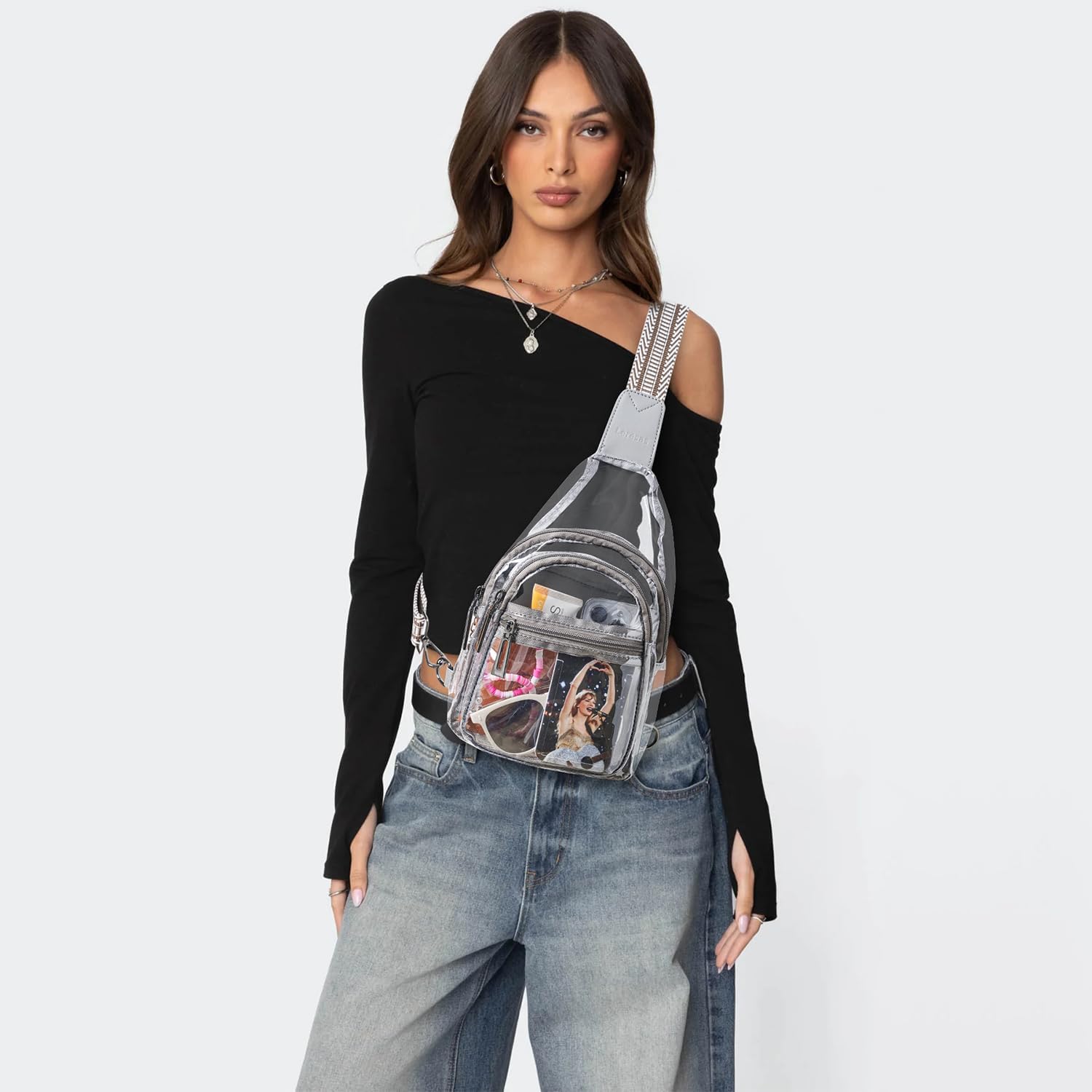 Clear Sling Bag - Stadium Approved Purse Backpack Crossbody Fanny Pack for Women & Men - Concert Events