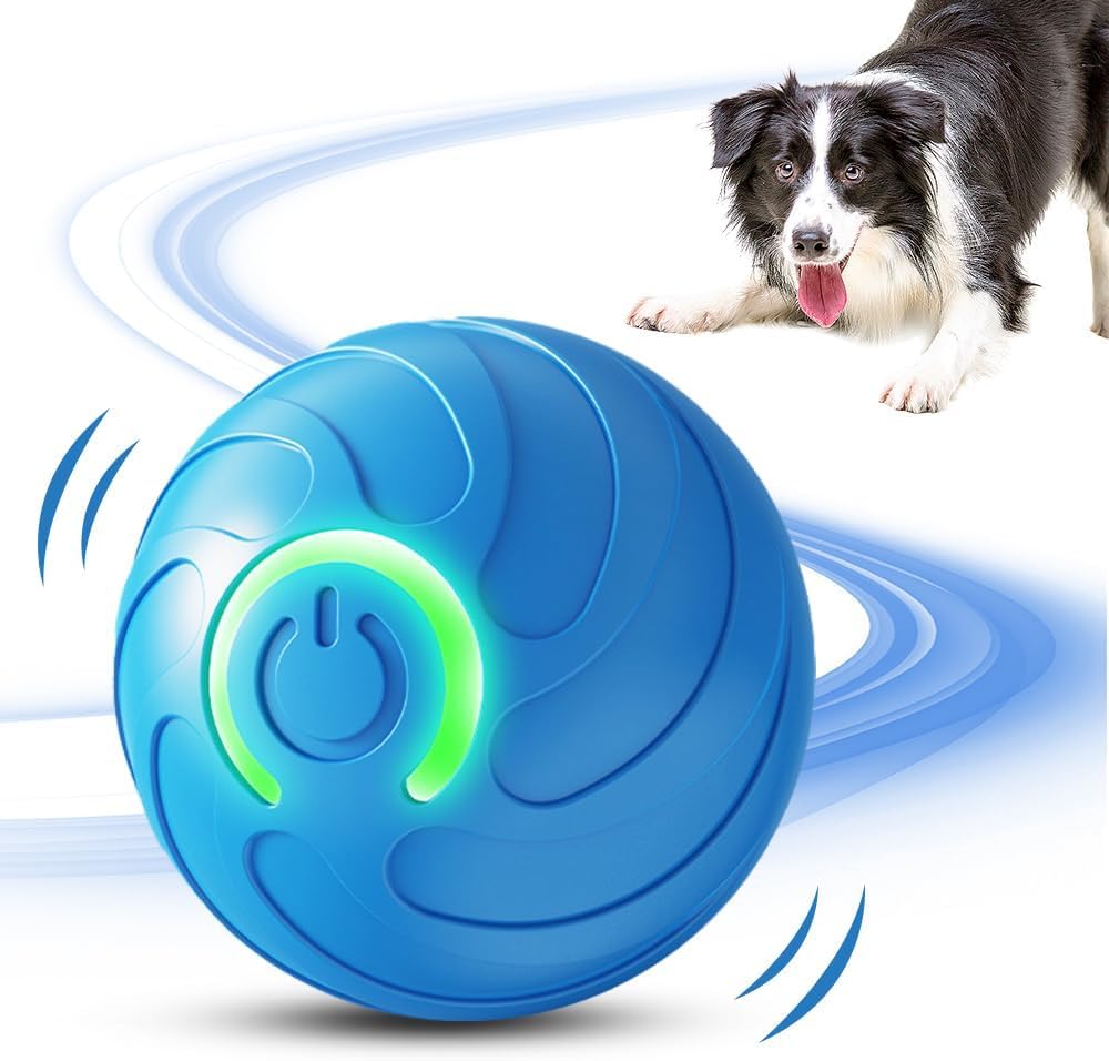 Vibrating Dog Toy USB Rechargeable Interactive Shaky Toy for Small Medium Large Dogs Automatic Moving with LED Light