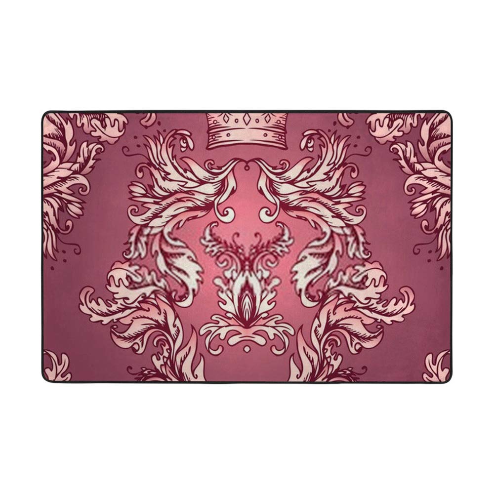 Tapis rose vintage baroque avec couronne Ruchen au design artistique noble