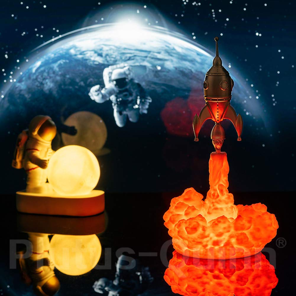 MINTUAN Night Light Space Shuttle Lamp Saturn V Lamp By 3D Print Moon Lamps For Space Lovers Rocket Lamp As