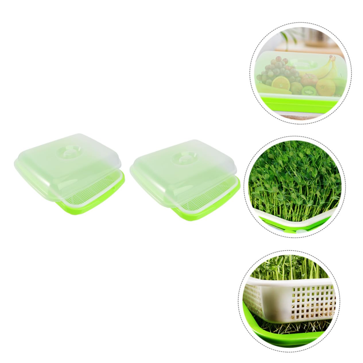 TOYANDONA Bandejas para Germinadores Tapa para Jardinería, Pack 2 Unidades, de Cultivo Plástico Profundo, Germinador de Brotes Soja, Germinación sin Tierra, Uso Doméstico y Huerto Urbano
