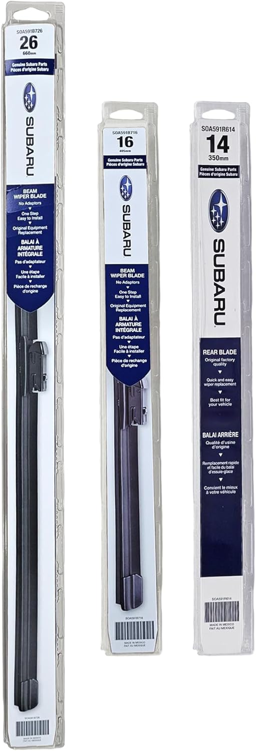 Subaru 2024-2026 Impreza or 2024-2026 Crosstrek Front & Rear Windshield Wiper Blade Set - SOA591B726, SOA591B716, SOA591R614 - Genuine OEM