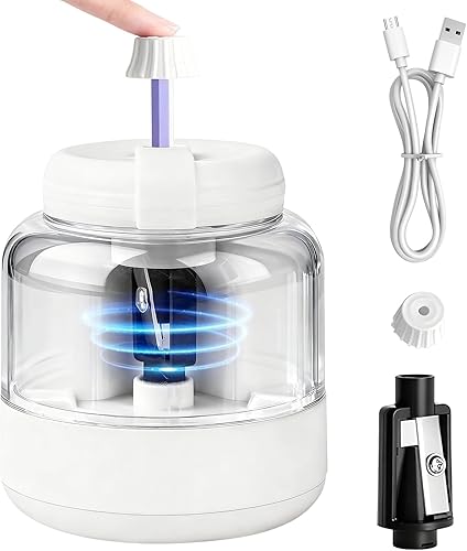 Sacapuntas eléctrico, sacapuntas automáticos recargables para niños, recargable, portátil, sacapuntas de colores pequeños (0.23-0.315 pulgadas) para