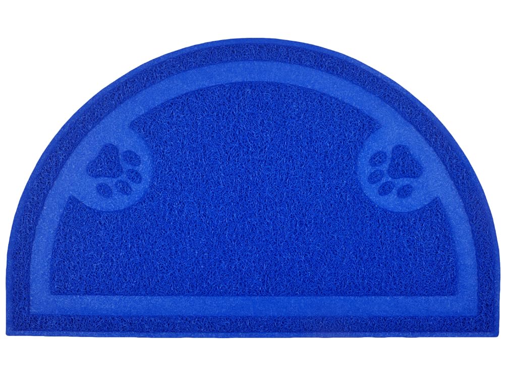 Dm Blue Paw Print Cat Litter Mat, Kitten Litter Mat, Door Mat, Semicircle,60X36cm (Blue)