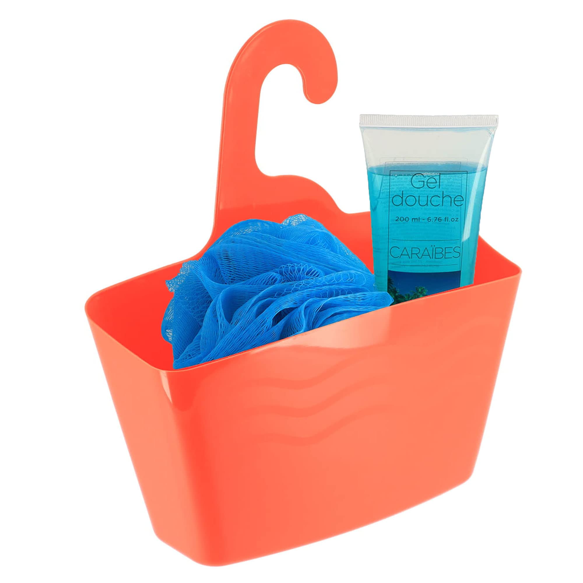 EVIDECO French Home Goods Orange Hanging Shower Caddy Organizer Plastic Basket