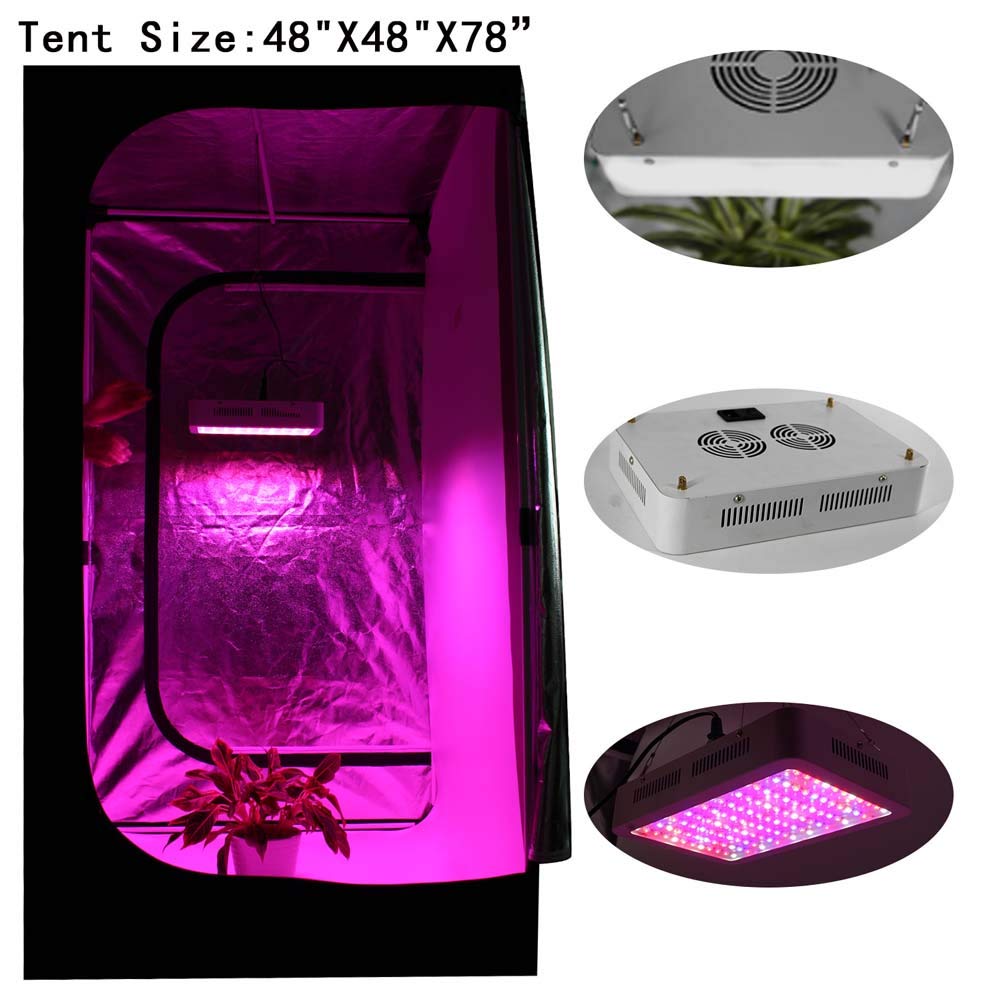 Lampara de cultivo led 600W, Panel de cultivo ajustable de espectro completo para plantas de interior, Lámpara de cultivo de chips dobles para plantas de interior Veg y Flower (60Pcs LED)
