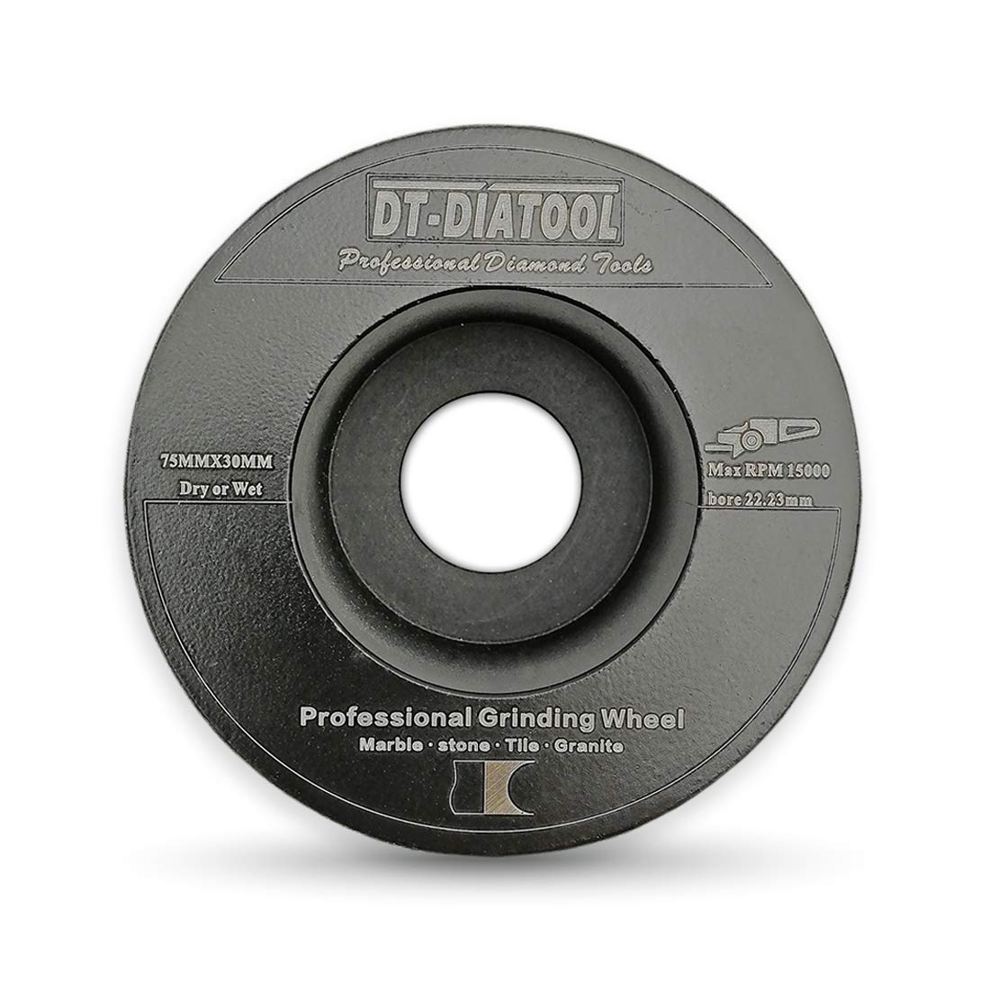 Discos de Esmerilado Manual, Muela de Diamante soldada al vacío 75 mm (3") con Eje Borde semicircular, Grano 60 7/8", Varios tamaños(2,30mm)
