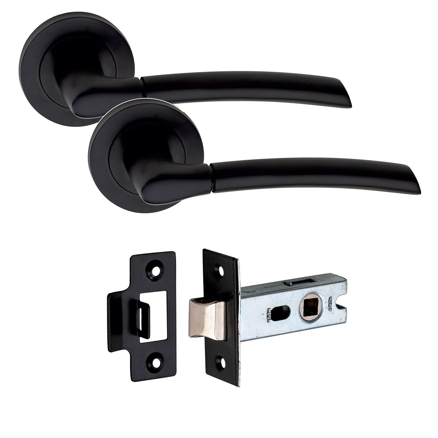 Golden Grace Indiana Matt Black Door Handle Pair - Tubular Latch