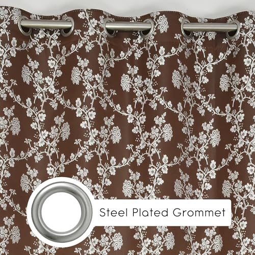 Image of FRESH FROM LOOM Heavy Jari Jacquard Premium Luxury Floral Curtain 6 Feet Windows | Ring Top Design | Light Blocking 80% Semi Blackout | Anti-Fade & Durable Parda (6ft, Brown, 1pc only)