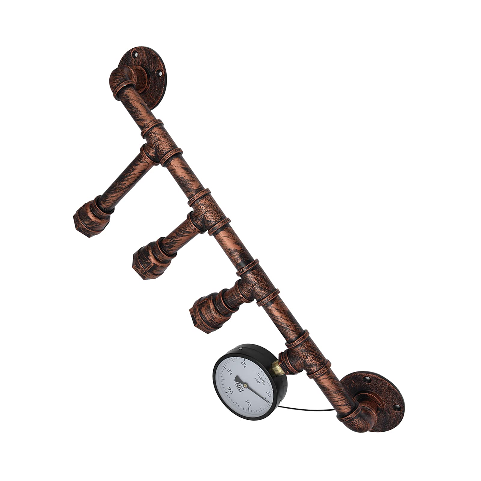 YUYTE Lampada da Parete in Ferro, Tubo a 3 Teste, Design retrò Steampunk con Attacco E27, Ideale per l'illuminazione di Casa, Bar e Ristoranti, 220 V