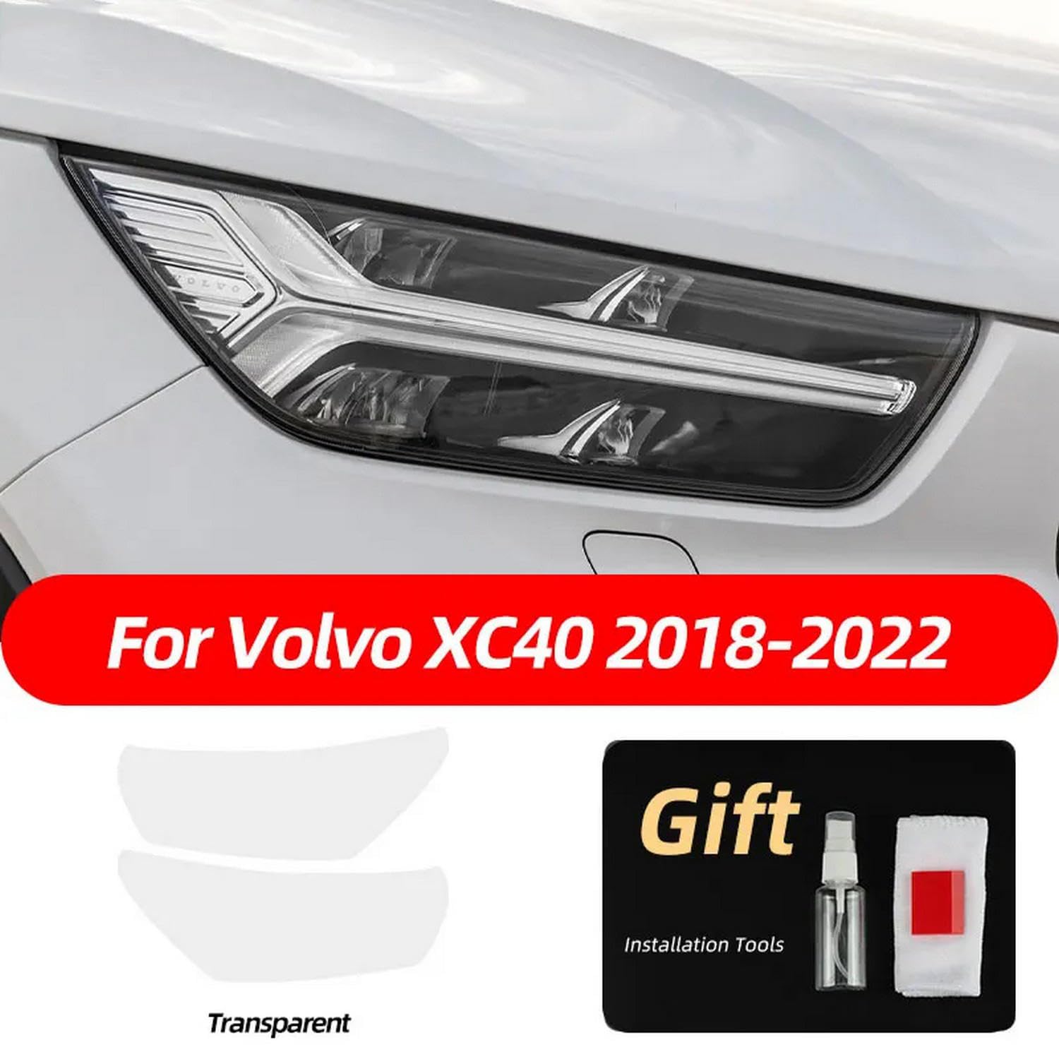 Folia ochronna reflektora samochodowego Renowacja reflektorów Przezroczysta naklejka TPU, do akcesoriów Volvo XC40 2022 2021 2018-On