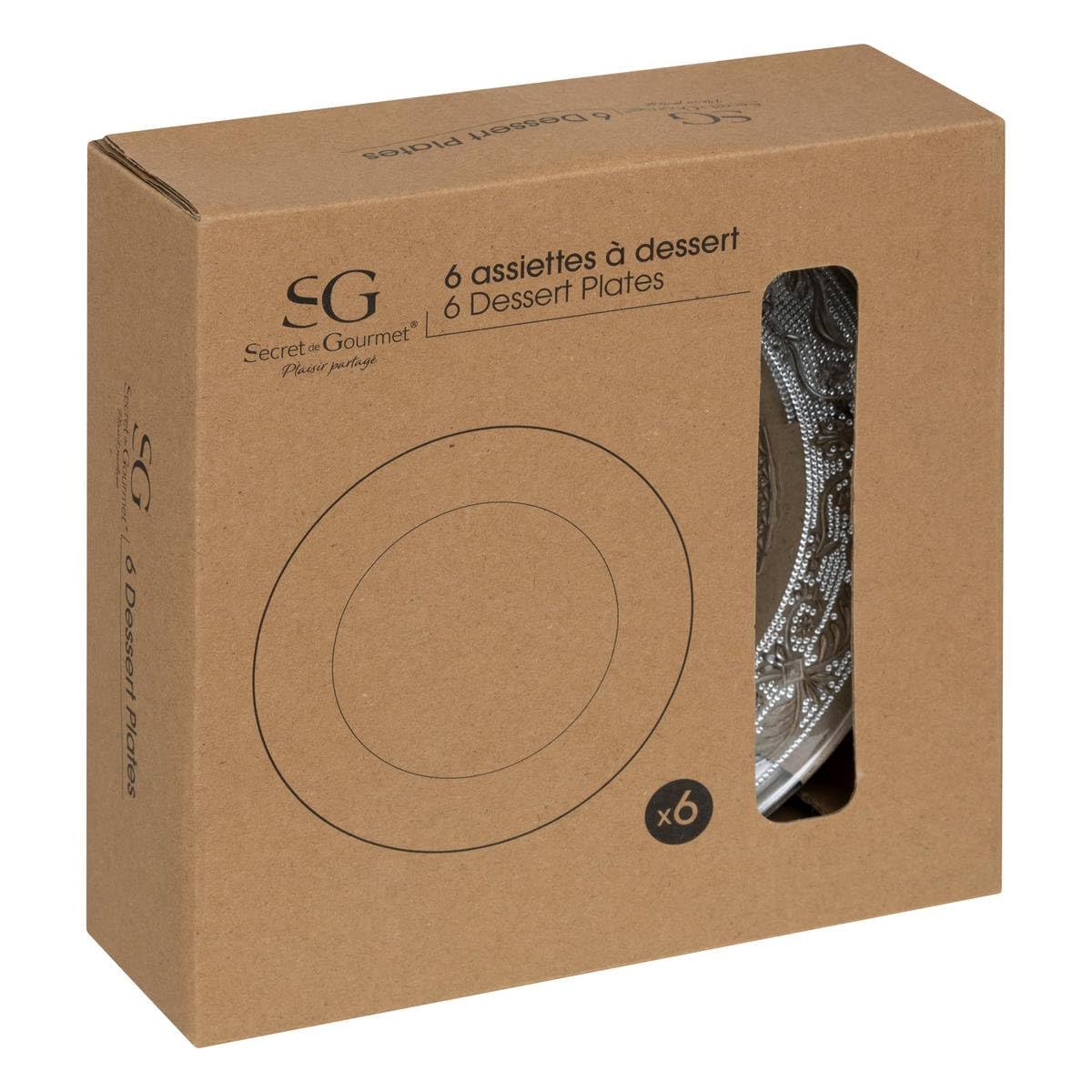 Secret de Gourmet - Set di 6 piatti da dessert rinascimentali D.20cm in vetro