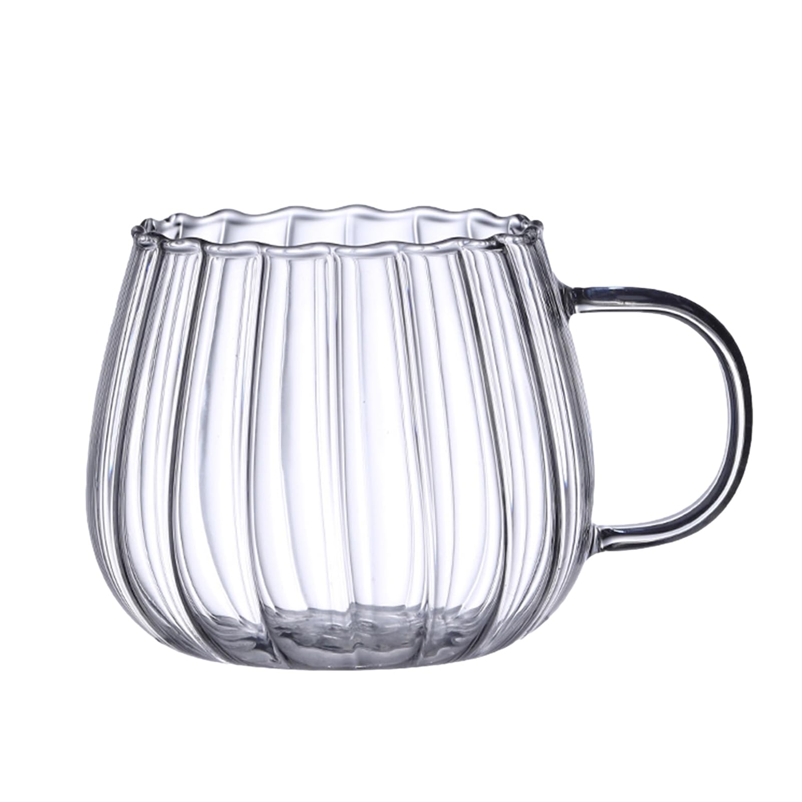Jomewory Transparent Mug with Handle - 400ML Transparent Glass Non Slip Cup Pumpkin, Drinking Cup for Hot Water, Hot Coffee, Milk Tea, Soy Milk