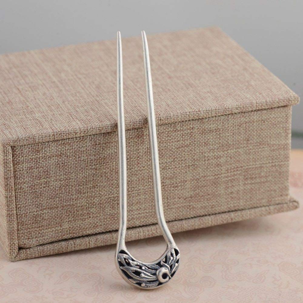 925 Sterling Silber Haarnadel Hair Stick Retro Chinesisch Rosé U-Form Klassischen Weiblichen Temperament Braut Haarschmuck Deko Feste