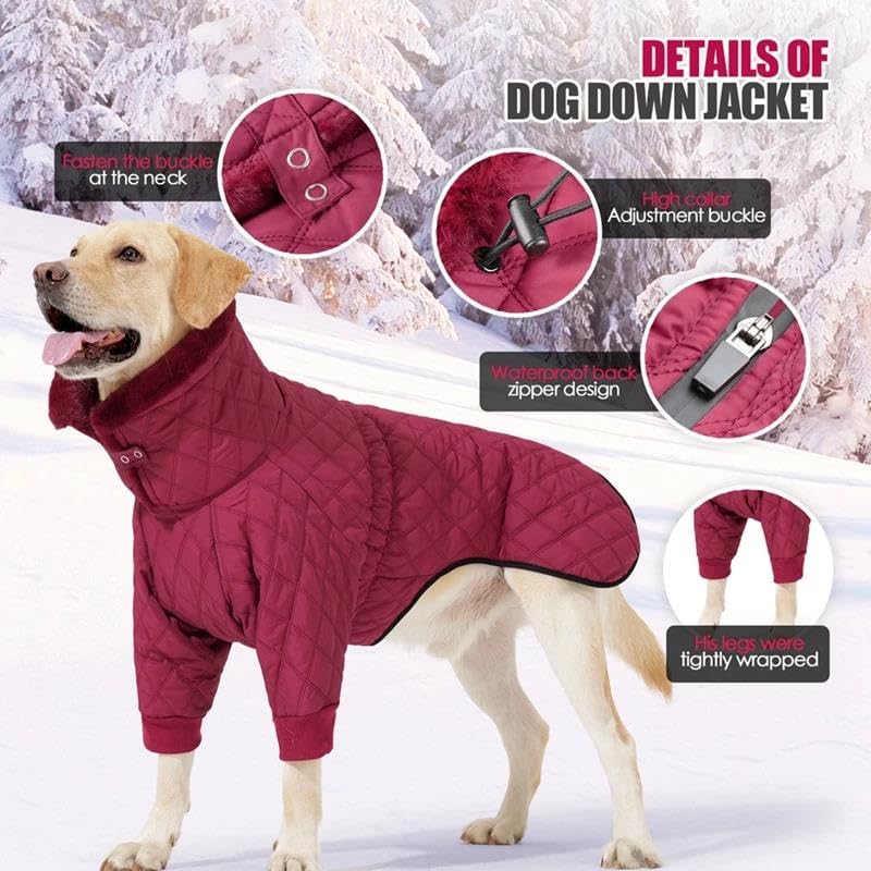 Ropa Cálida para Mascotas para Clima Frío, Impermeable Al Aire Libre, con Cremallera, Chaqueta para Perros, Abrigo Grueso Y Cálido para Perros, Ropa para Perros De Nieve, Abrigo para Labrador, Pa