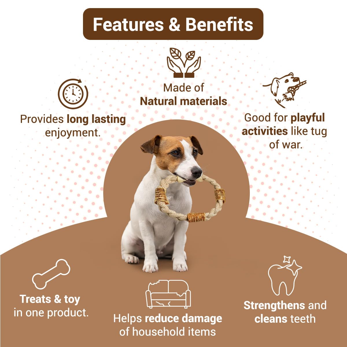 Bowlers Dog Treats Chewrope Donut| for Medium & Large Breeds | Made of Natural Material |Strengthens & Cleans Teeth | 2 in 1 Toy Plus Treats for bonding with Pets 1