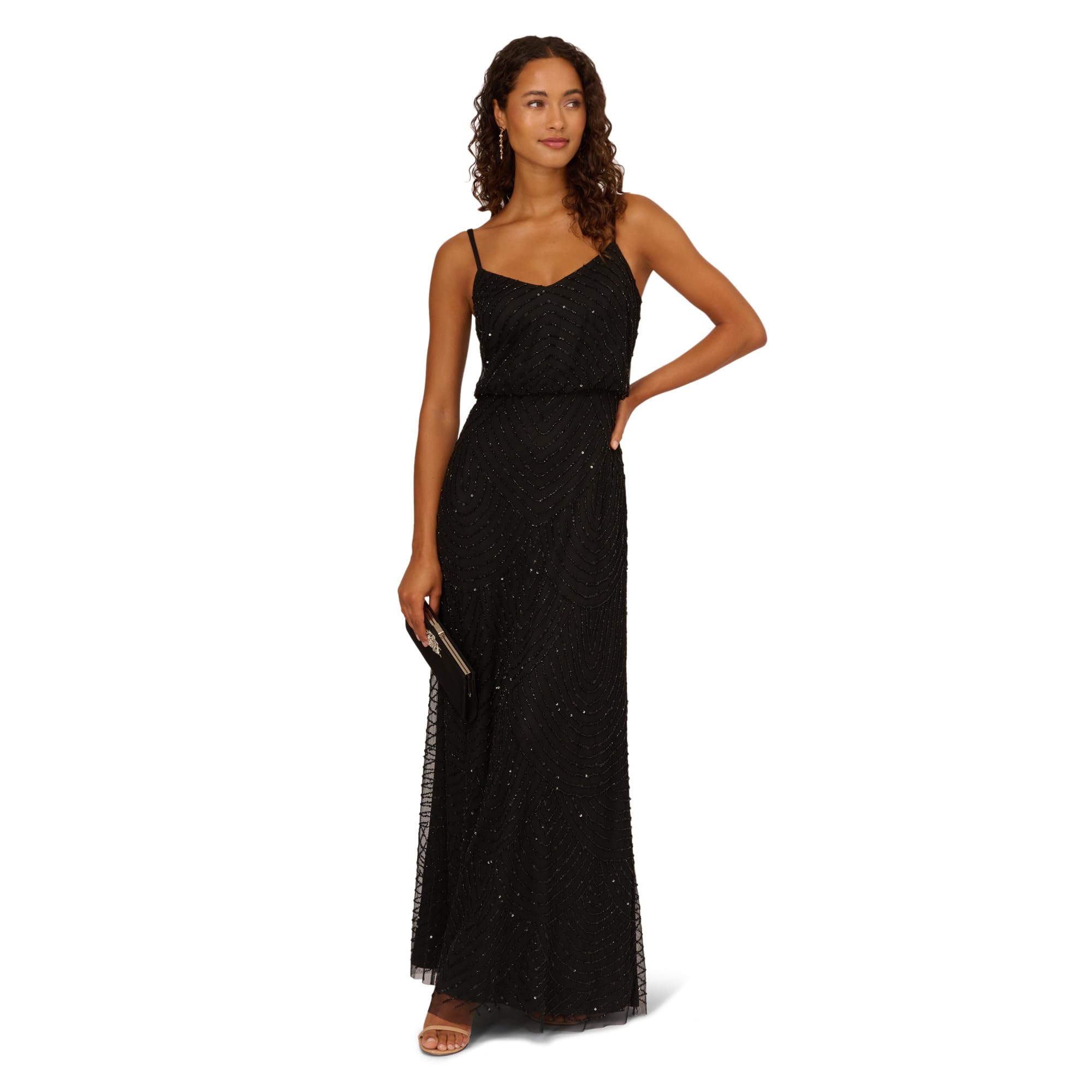 Adrianna Papell Womens Long Beaded Blouson Gown | Desertcart Cayman Islands